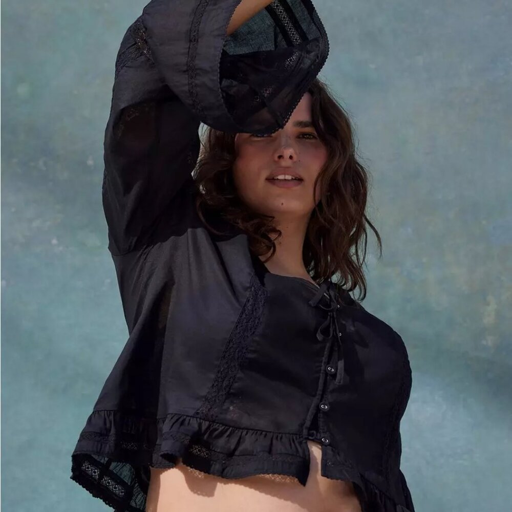 Torrid Black Lace Detail Blouse